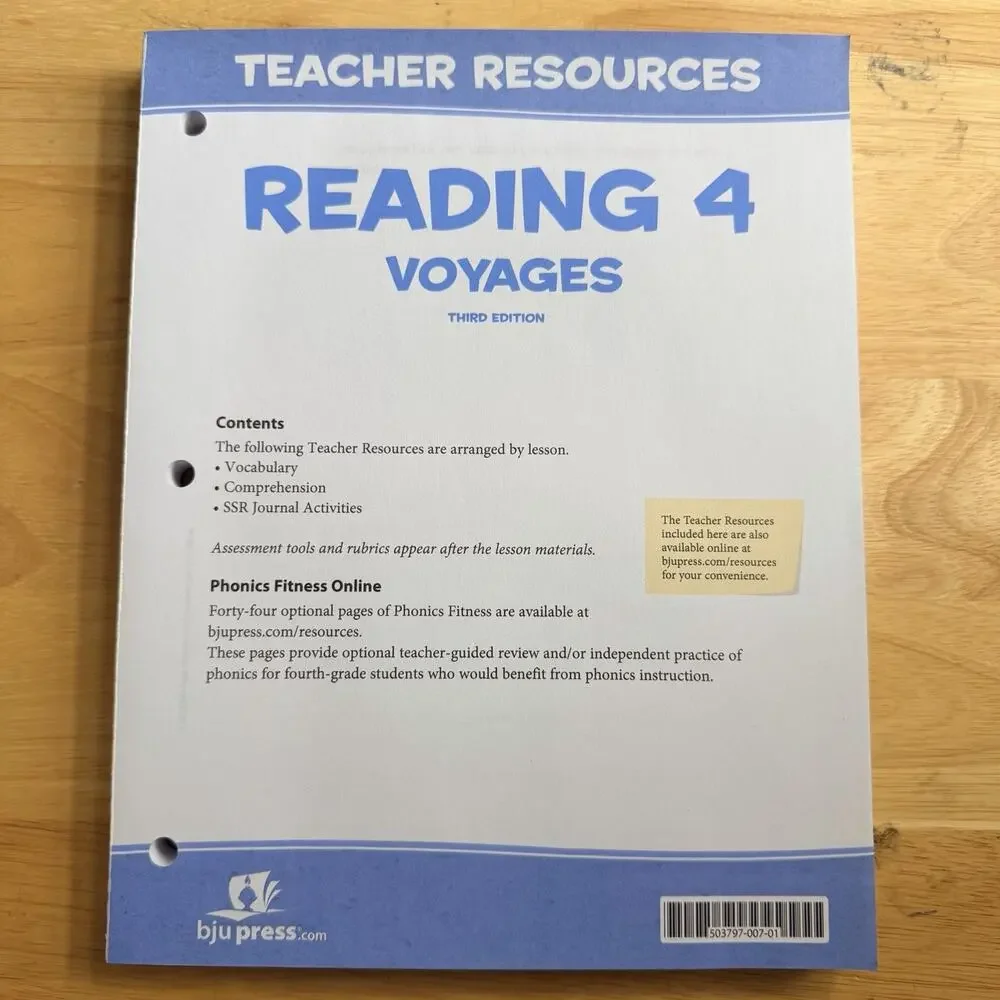 BJU Press Bob Jones University Reading 4 Voyages Student Text Teacher Resources
